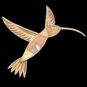 Native Sterling / Opal / MOP / Rose Quartz Hummingbird Pin
